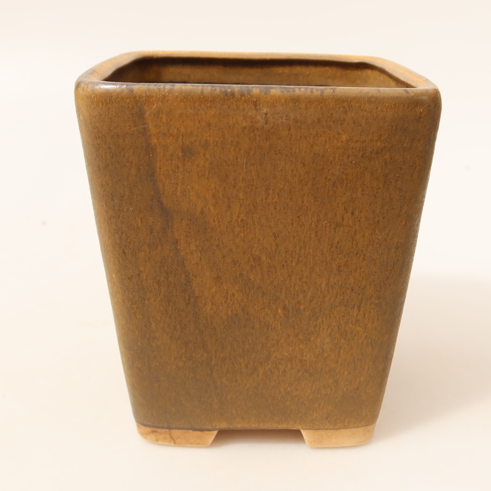 Pot à bonsaï en céramique 10,5 x 10,5 x 12 cm, couleur marron