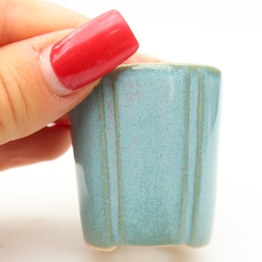 Bol à bonsaï en céramique 4 x 4 x 4,5 cm, couleur bleu