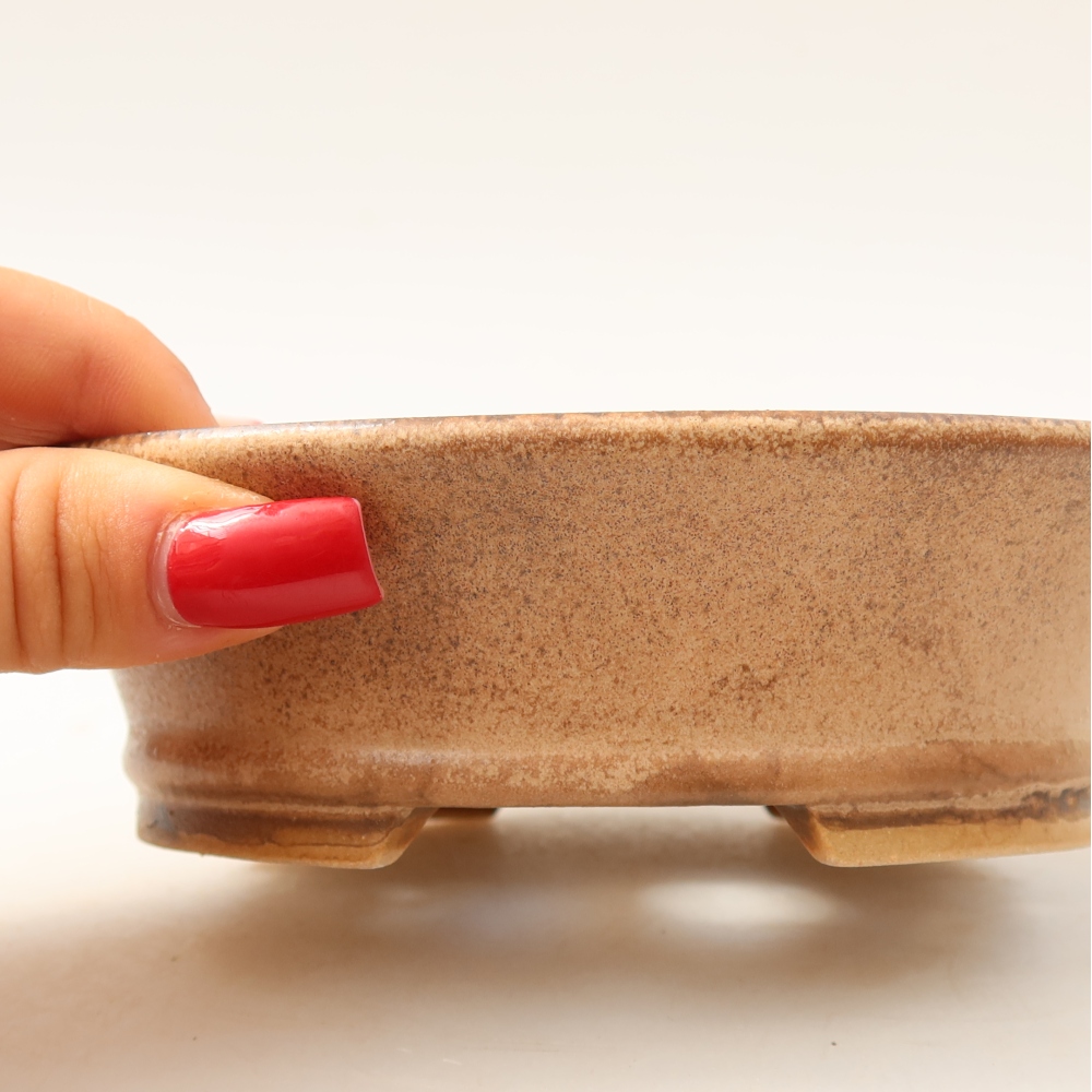 Pot à bonsaï en céramique 14,5 x 13 x 4 cm, couleur rose