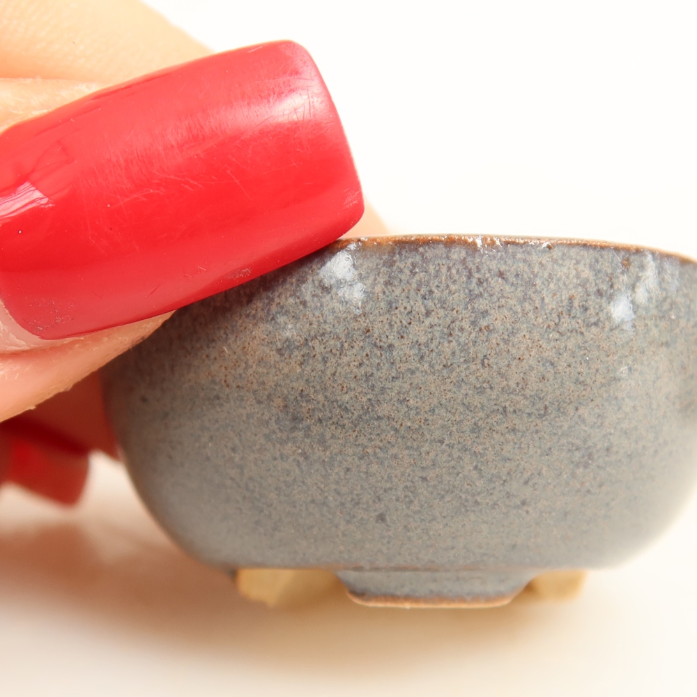 Pot à bonsaï en céramique 4 x 4 x 2 cm, couleur grise