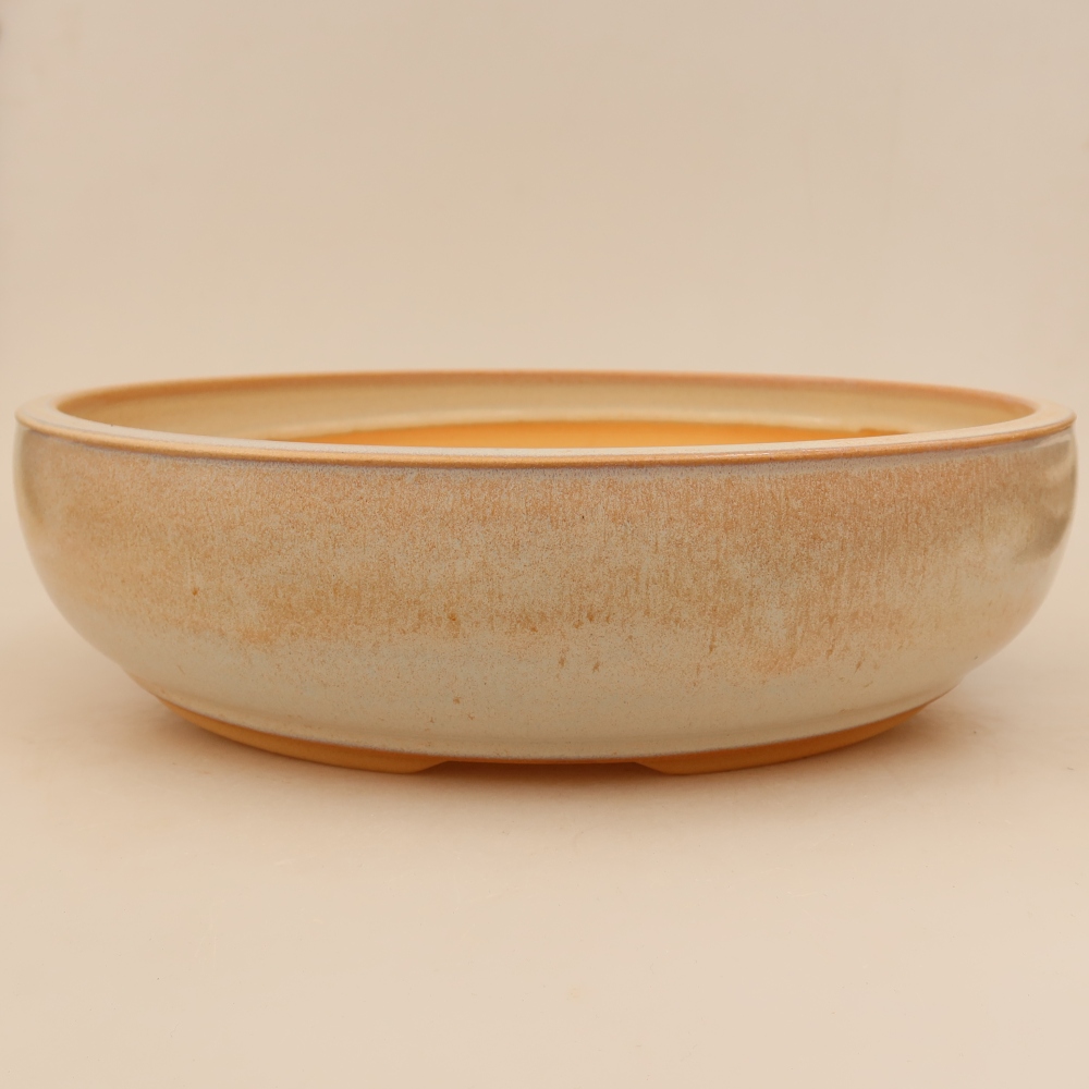 Pot à bonsaï en céramique 32,5 x 32,5 x 8,5 cm, couleur beige