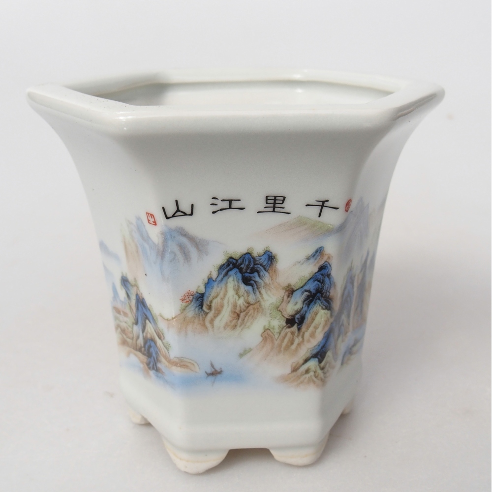 Bol à bonsaï en céramique 10 x 9 x 9 cm, couleur blanc