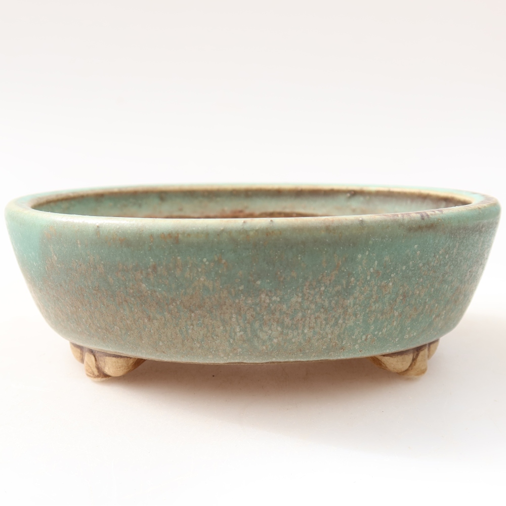 Pot à bonsaï en céramique 12 x 10,5 x 4 cm, couleur verte