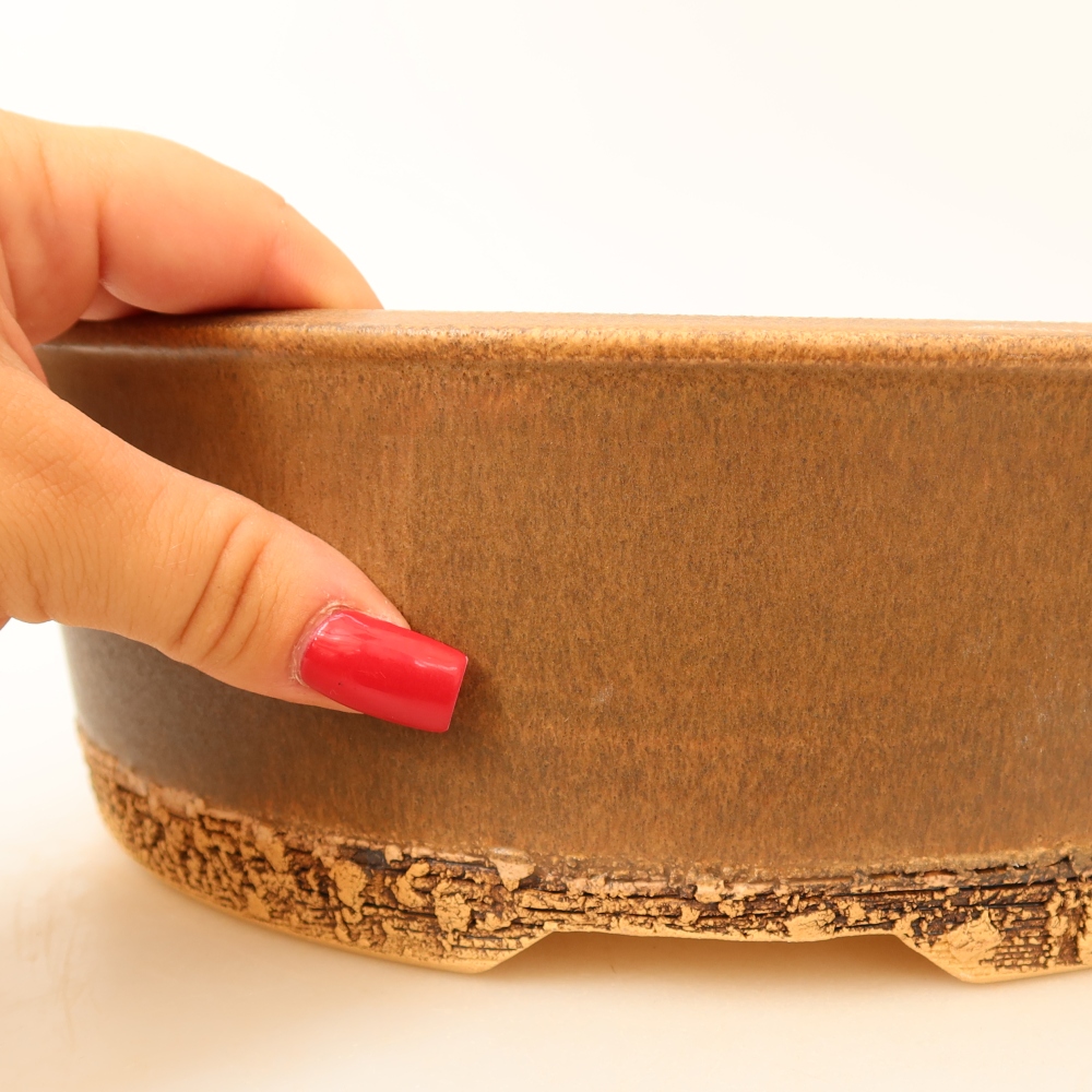 Pot à bonsaï en céramique 24 x 24 x 8,5 cm, couleur marron