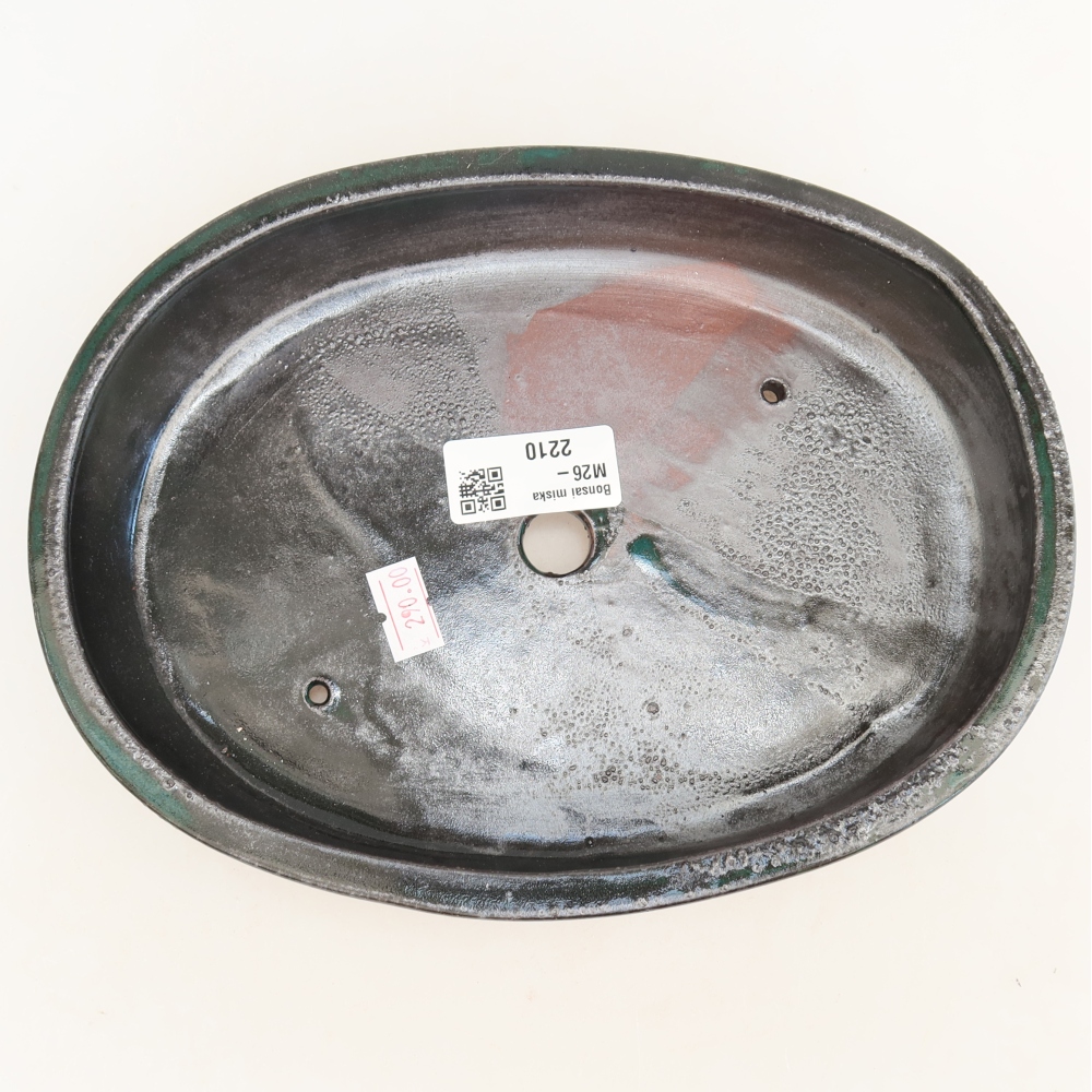 Pot à bonsaï en céramique 22 x 17 x 4 cm, couleur verte