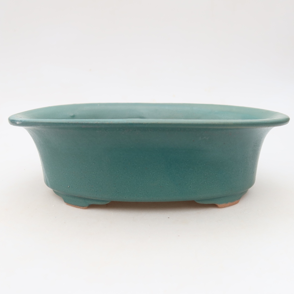Pot à bonsaï en céramique 22,5 x 17,5 x 6,5 cm, couleur bleue