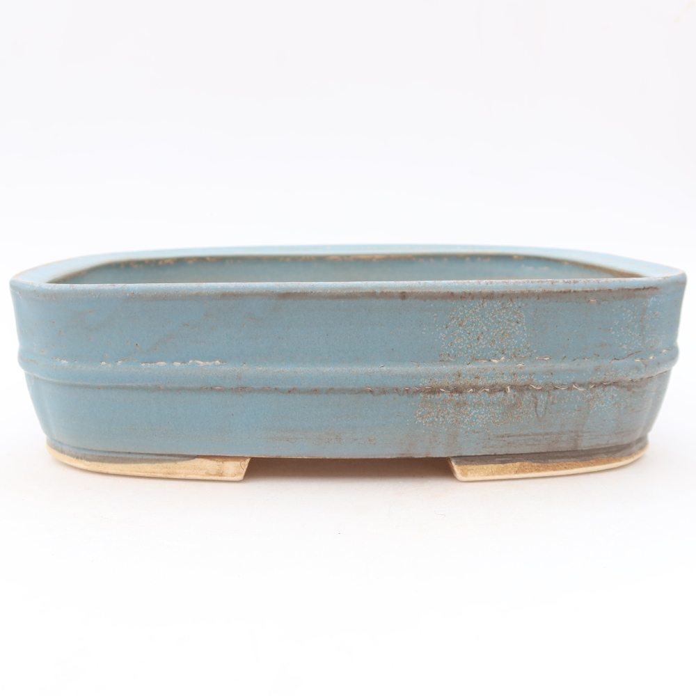 Pot à bonsaï en céramique 24,5 x 20,5 x 6,5 cm, couleur bleue
