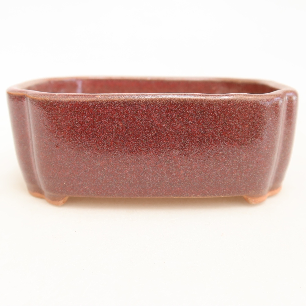 Pot à bonsaï en céramique 10,5 x 8 x 4 cm, couleur bordeaux