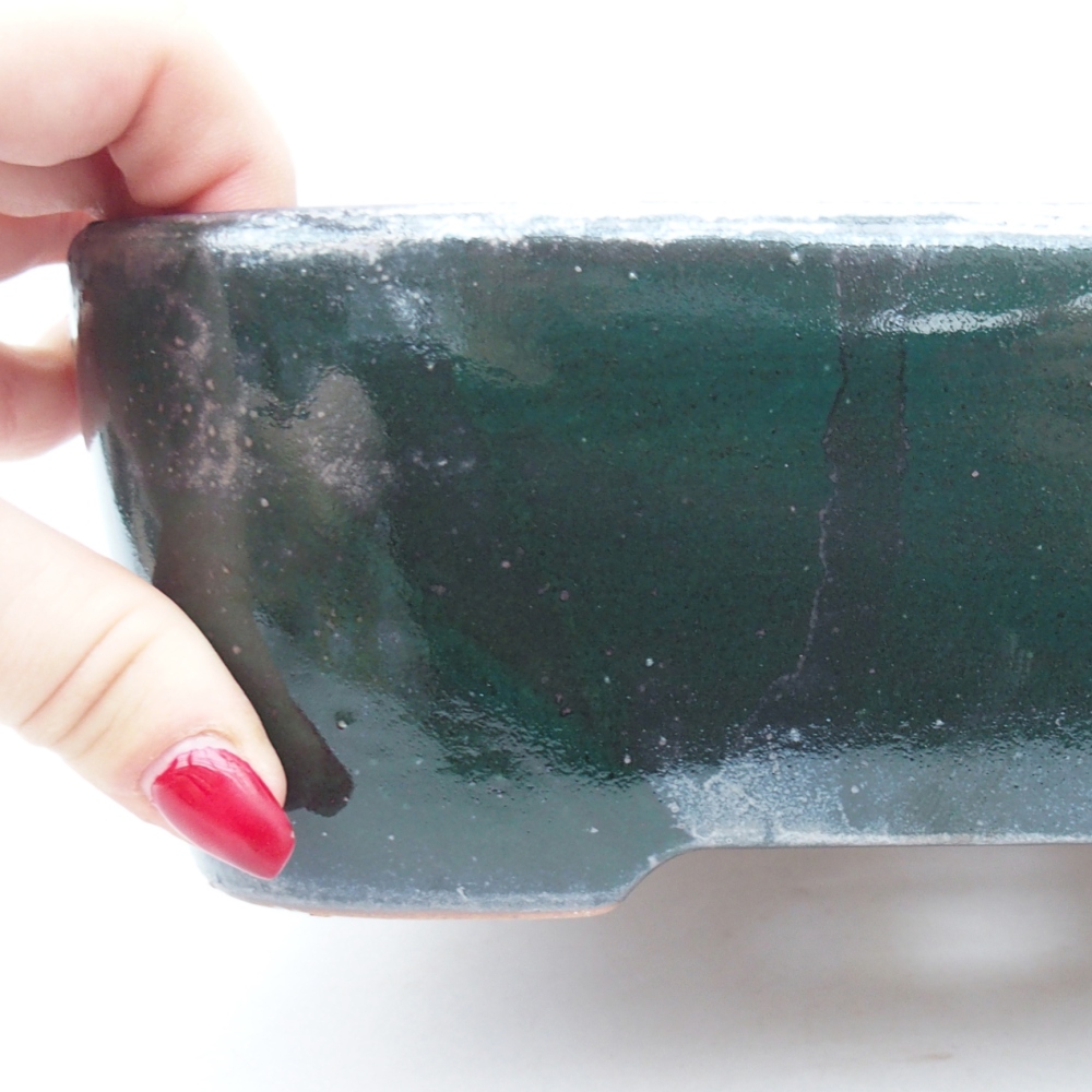 Bol à bonsaï en céramique 23 x 17 x 7,5 cm, vert