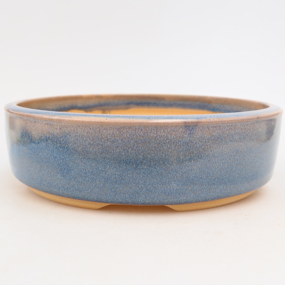 Pot à bonsaï en céramique 22,5 x 22,5 x 6 cm, couleur bleue