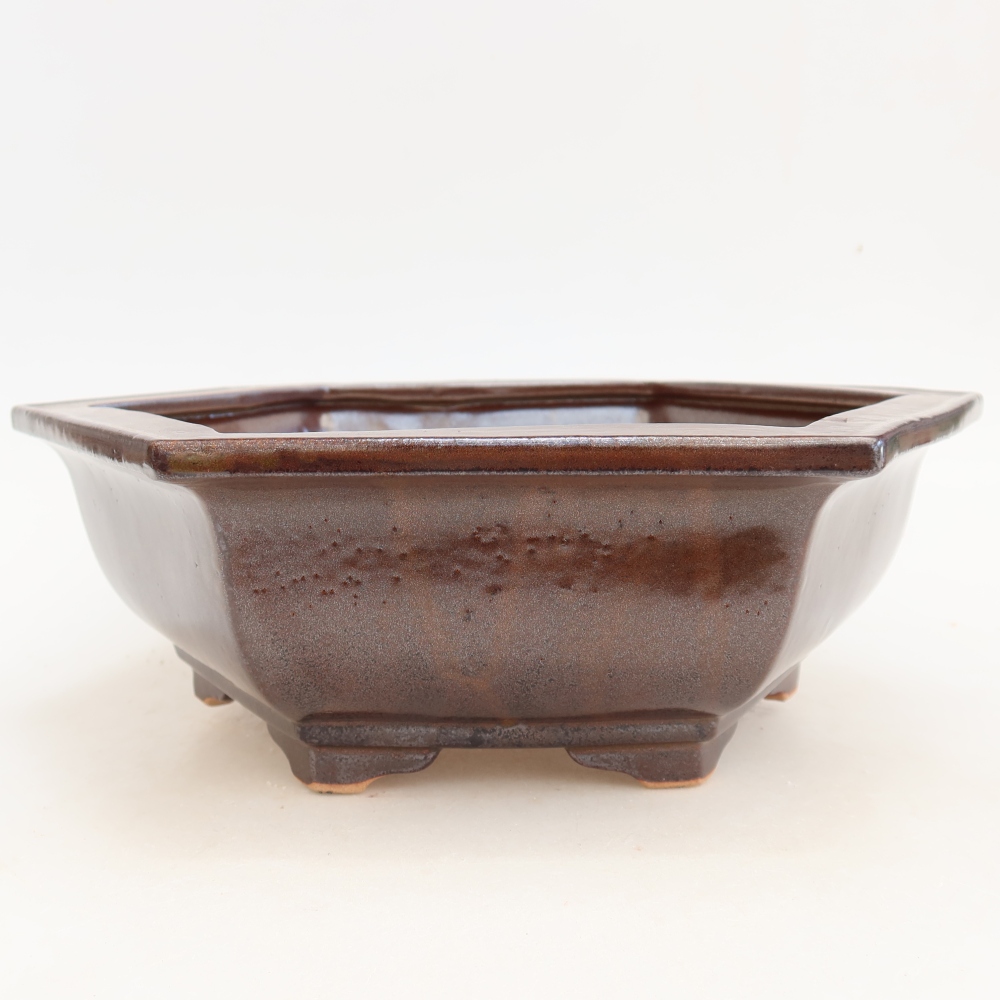 Pot à bonsaï en céramique 28 x 24,5 x 9 cm, couleur bordeaux