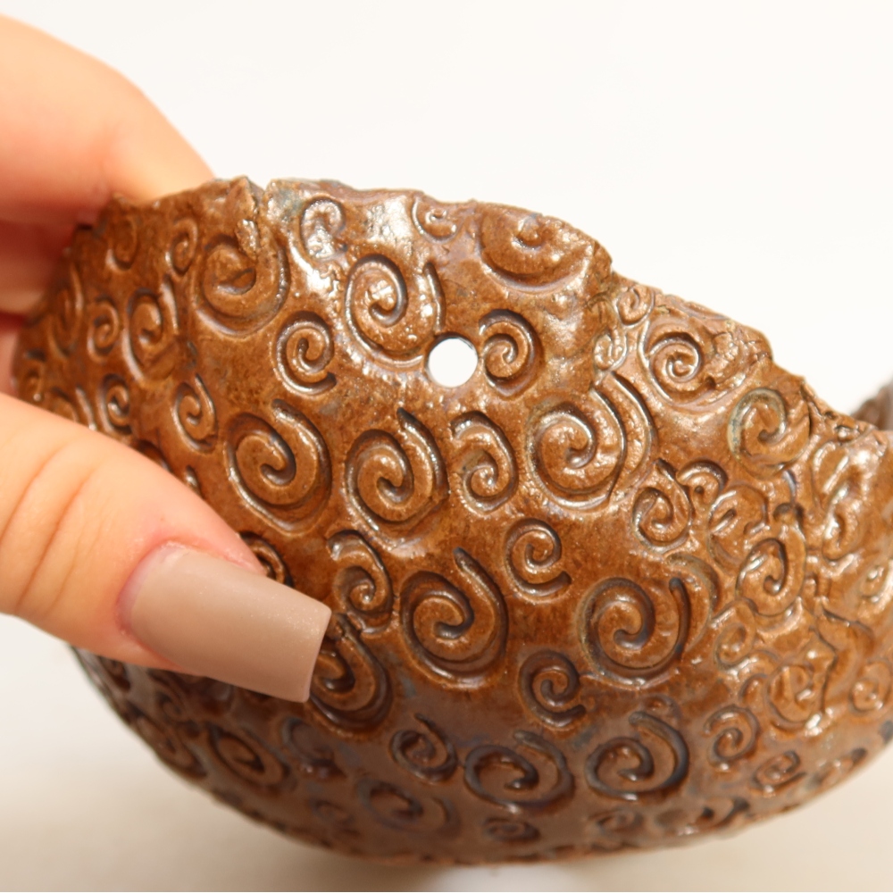 Coquille en céramique pour kokedama, 13 x 12,5 x 8 cm, couleur marron