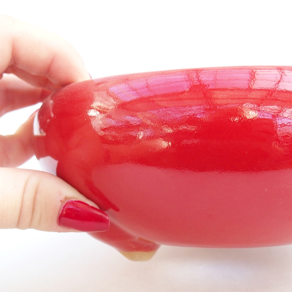 Bol à bonsaï en céramique 14,5 x 14,5 x 7 cm, couleur rouge