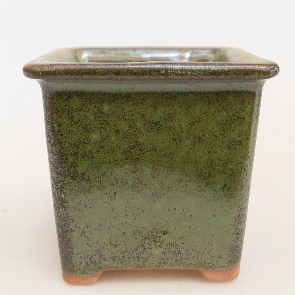 Pot à bonsaï en céramique 6 x 6 x 5,5 cm, couleur verte