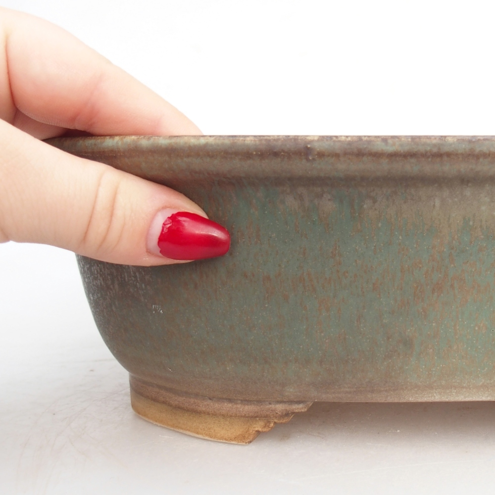 Bol à bonsaï en céramique 25,5 x 21,5 x 8 cm, vert