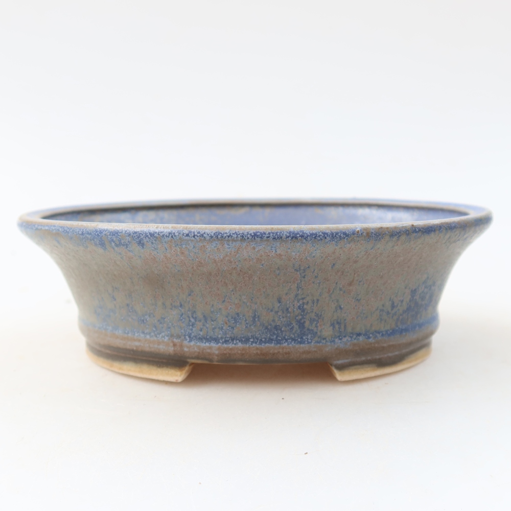 Pot à bonsaï en céramique 13 x 11,5 x 4 cm, couleur bleue