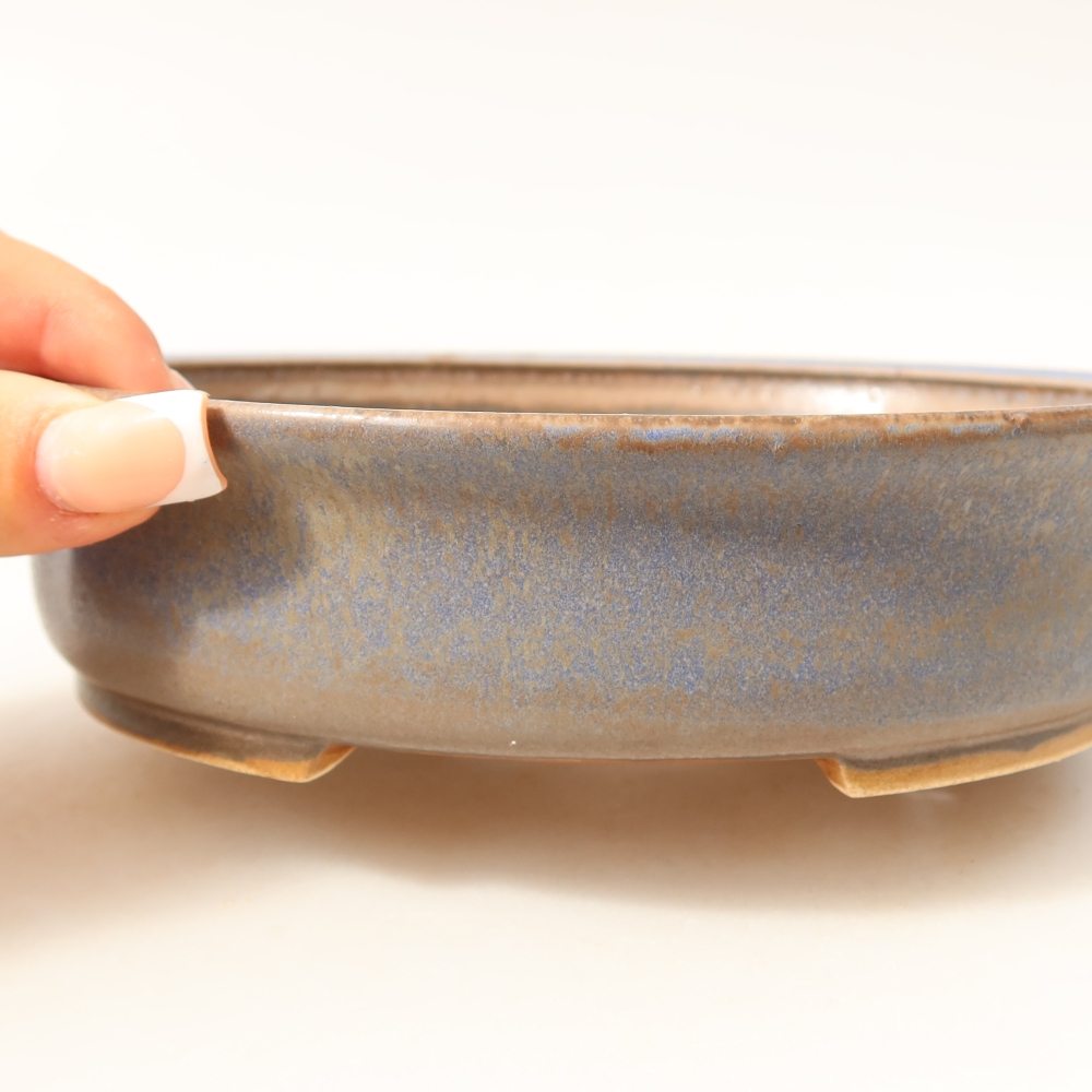Pot à bonsaï en céramique 18 x 16,5 x 4,5 cm, couleur bleue