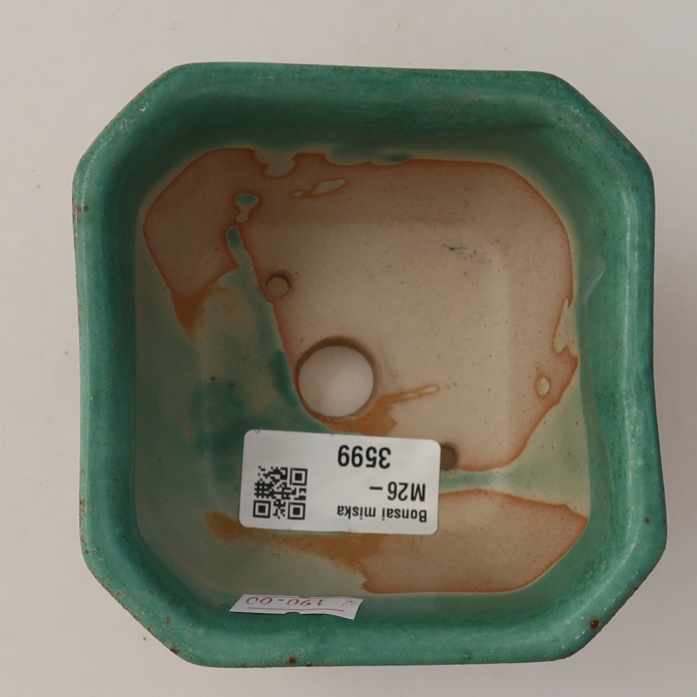 Pot à bonsaï en céramique 10 x 10 x 6,5 cm, couleur verte