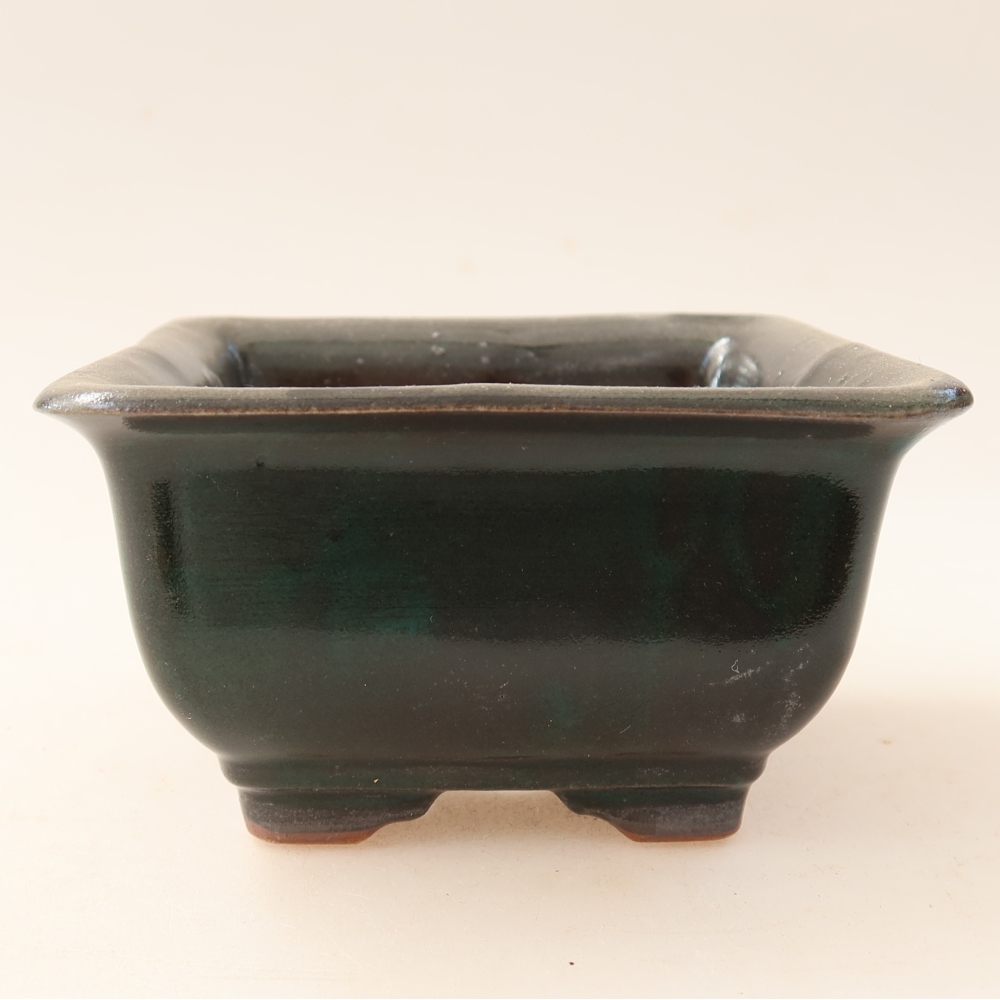 Pot à bonsaï en céramique 9,5 x 9,5 x 5,5 cm, couleur verte