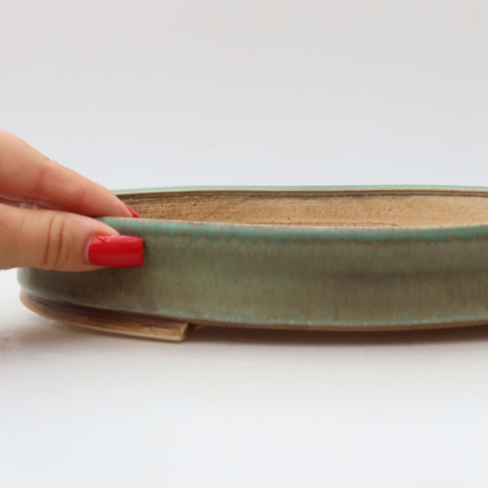 Bol à bonsaï en céramique 31 x 27 x 4,5 cm, vert