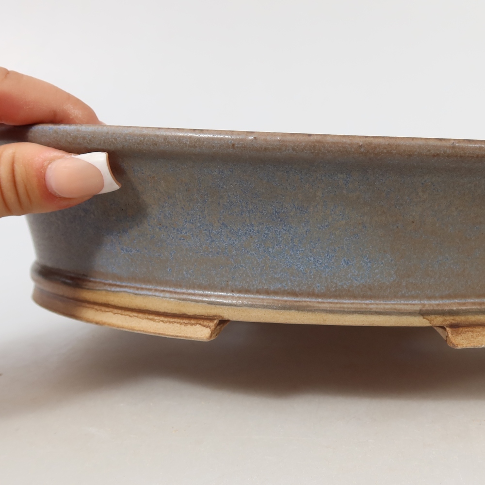 Pot à bonsaï en céramique 27 x 24,5 x 5,5 cm, couleur bleue