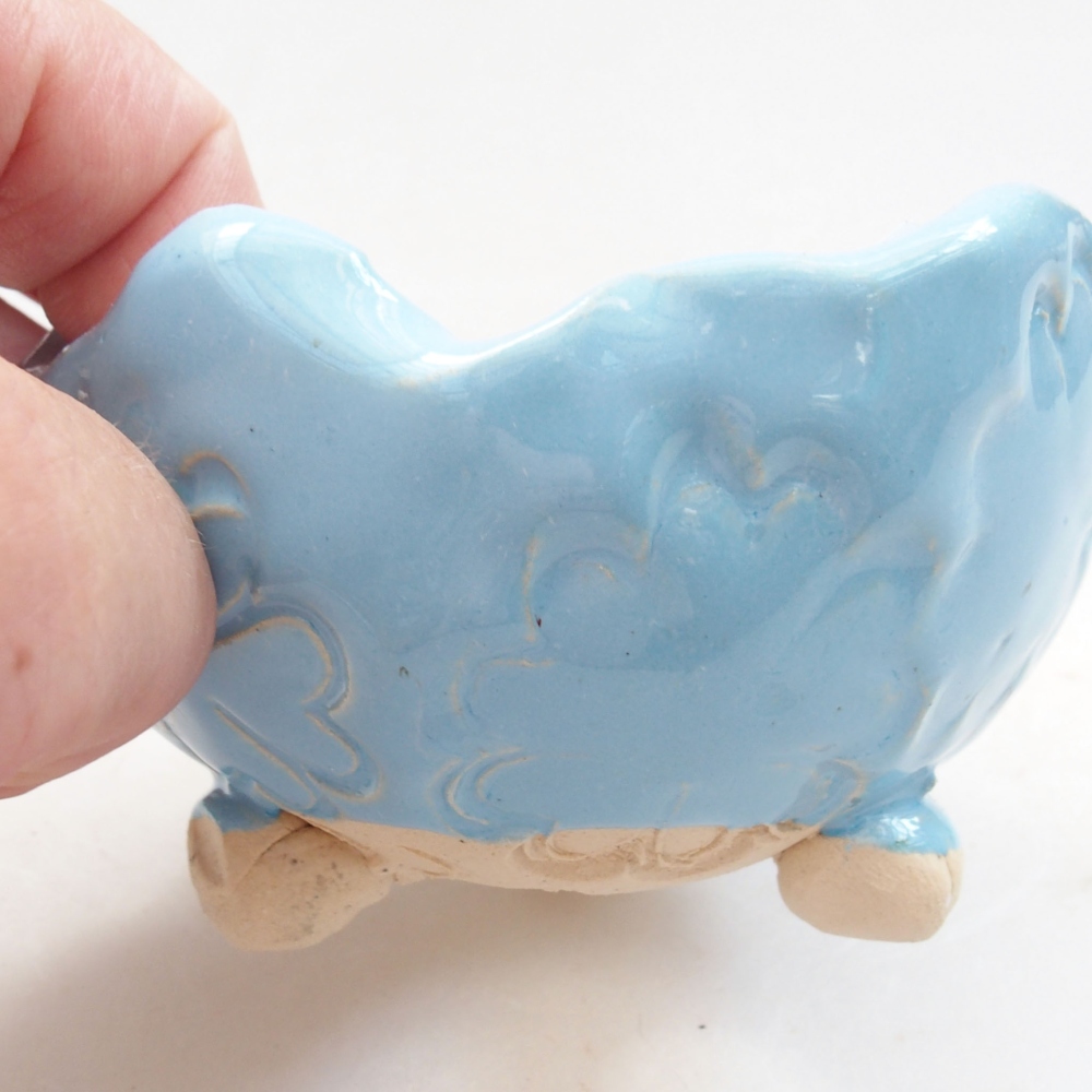 Coquille en céramique 7 x 7 x 6 cm , couleur bleu