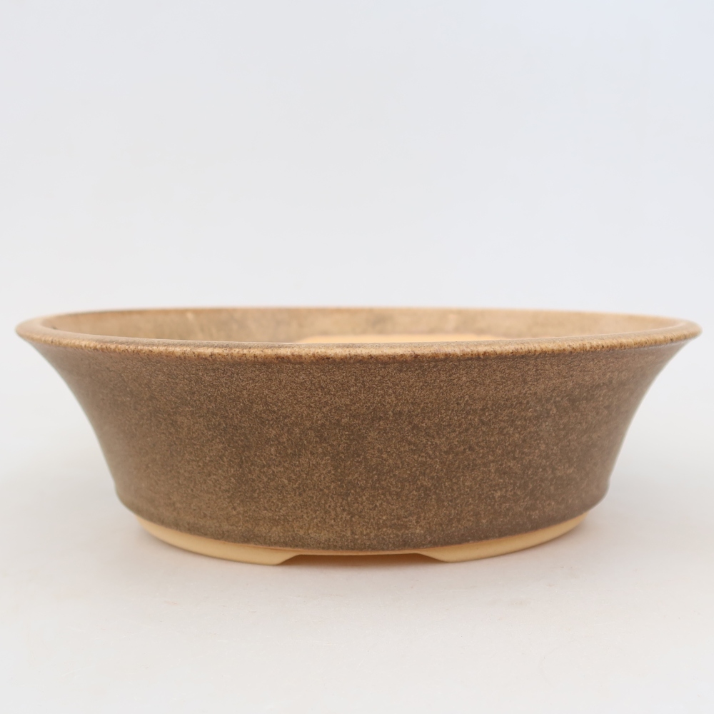 Pot à bonsaï en céramique 25,5 x 25,5 x 7,5 cm, couleur marron