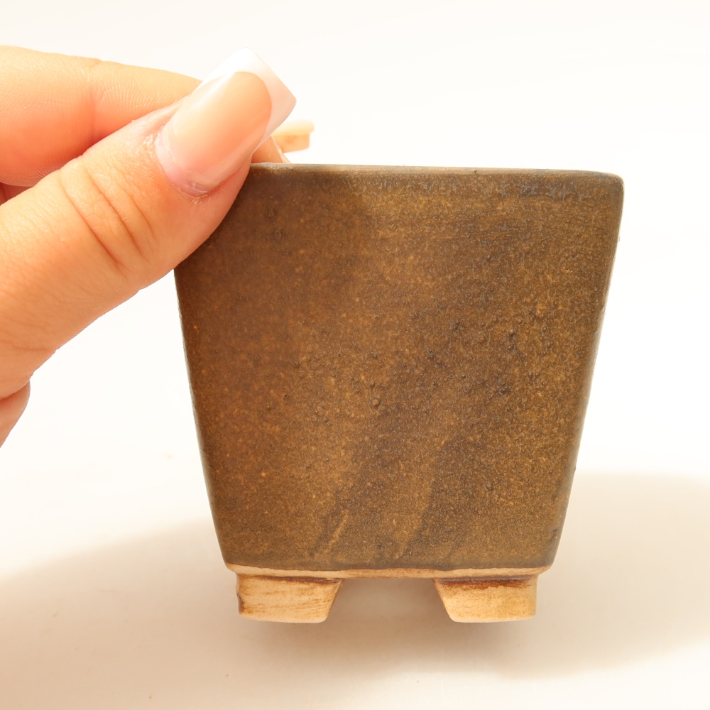 Bol à bonsaï en céramique 7,5 x 7,5 x 7,5 cm, brun