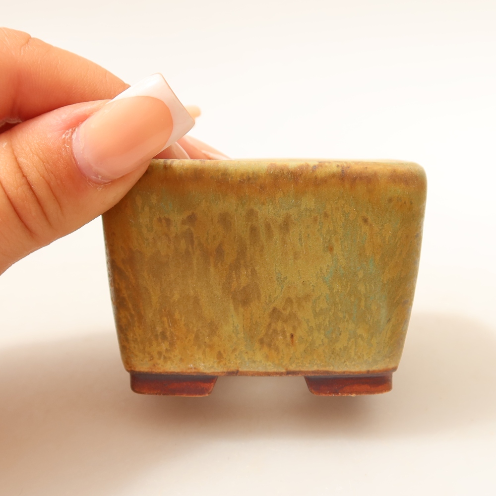 Bol à bonsaï en céramique 6,5 x 6,5 x 4,5 cm, vert