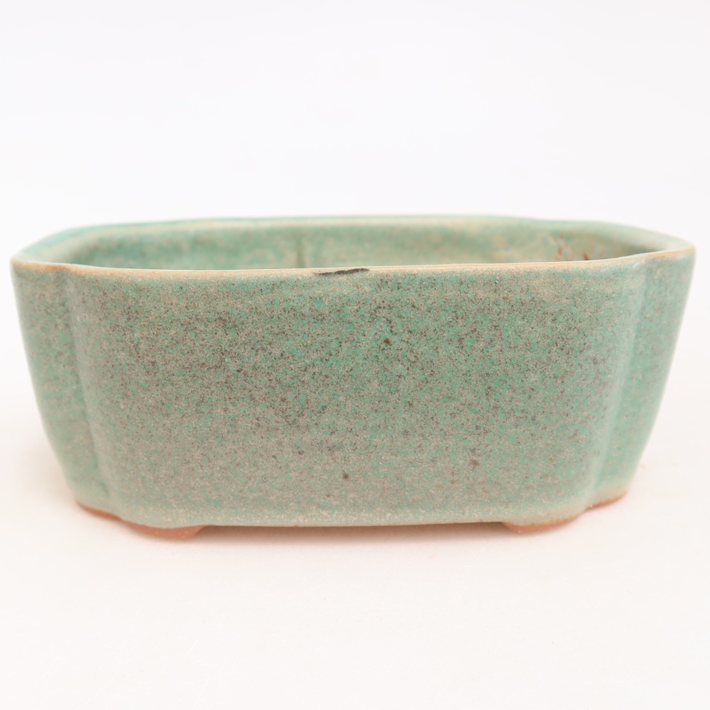 Pot à bonsaï en céramique 12,5 x 10 x 4,5 cm, couleur verte