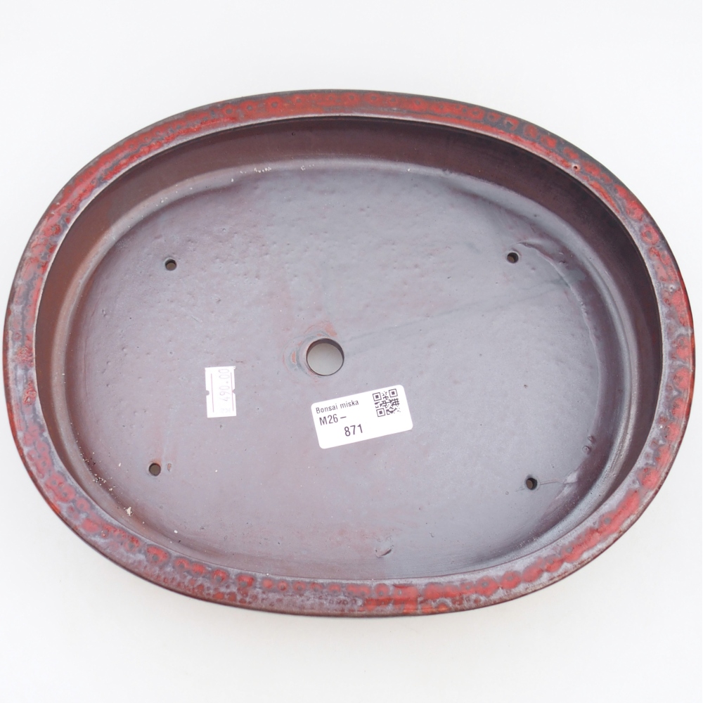Bol à bonsaï en céramique 26,5 x 21 x 5 cm, couleur rouge