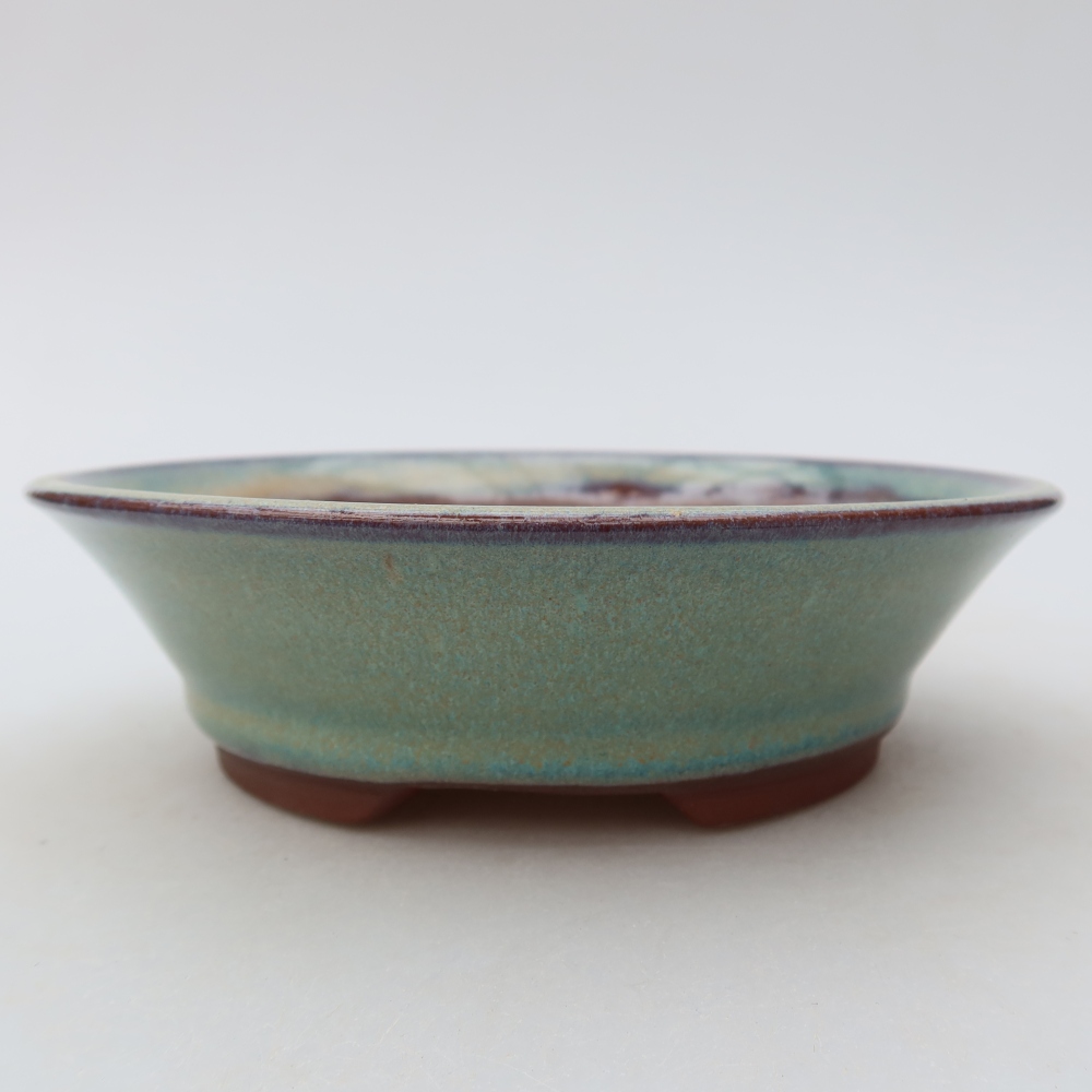 Pot à bonsaï en céramique 16 x 16 x 4,5 cm, couleur verte