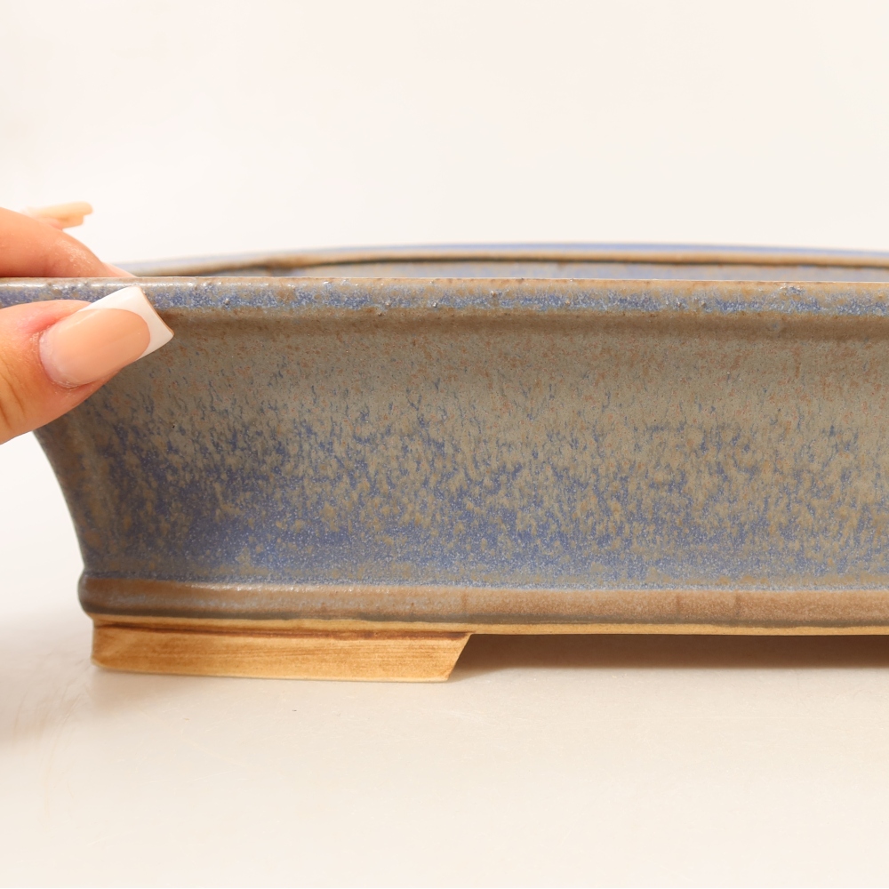 Pot à bonsaï en céramique 29,5 x 24 x 8 cm, couleur bleue