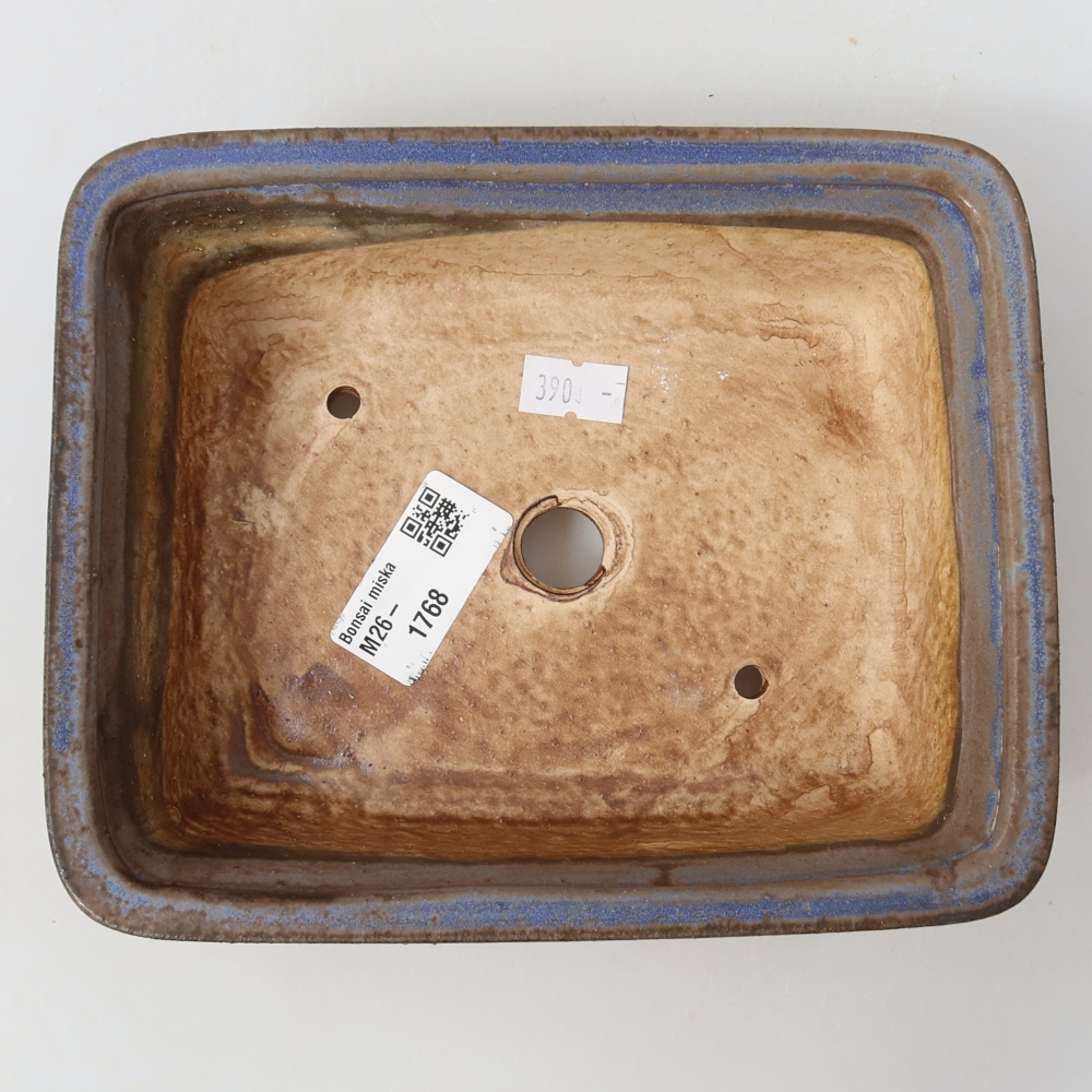 Pot à bonsaï en céramique 17,5 x 14,5 x 5,5 cm, couleur bleue