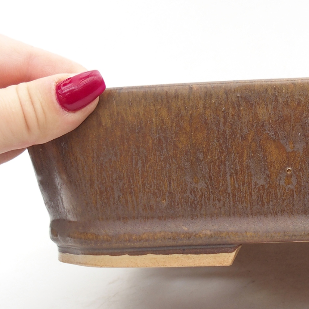 Bol à bonsaï en céramique 24,5 x 21 x 6 cm, brun