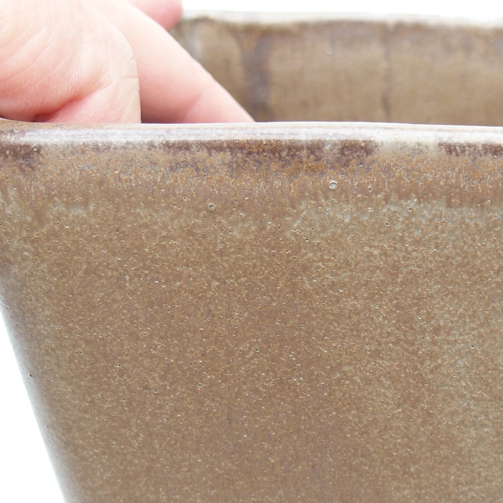 Bol à bonsaï en céramique 13 x 13 x 13 cm, couleur brun-vert