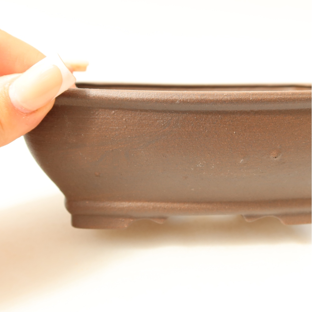 Pot à bonsaï en céramique 15 x 13,5 x 5,5 cm, couleur marron