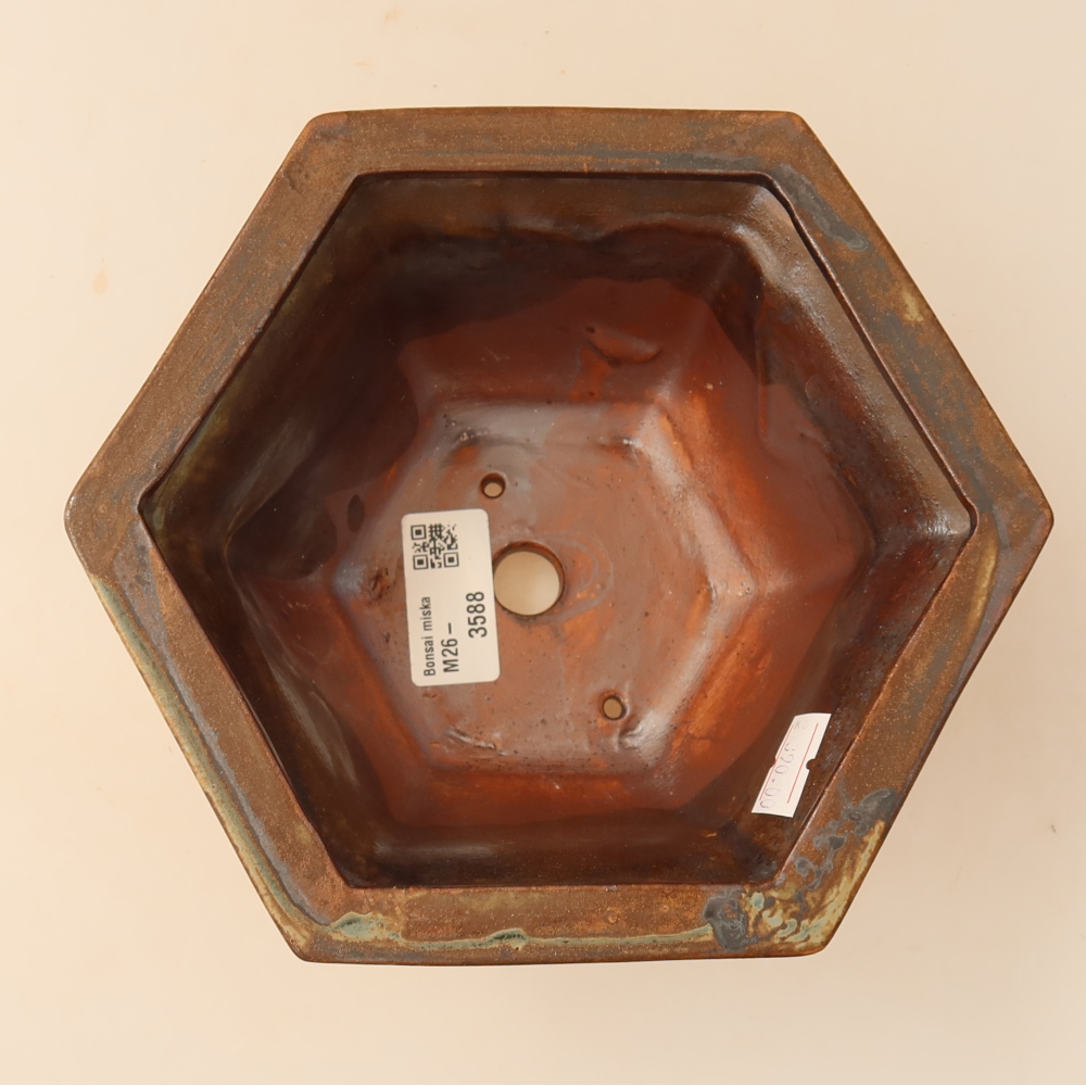 Bol à bonsaï en céramique 18,5 x 16,5 x 9 cm, brun