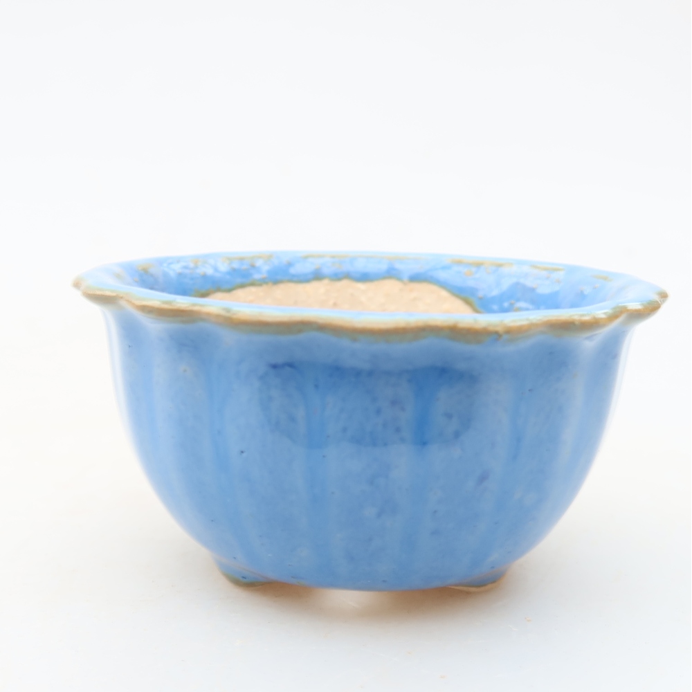 Pot à bonsaï en céramique 7 x 7 x 4 cm, couleur bleue