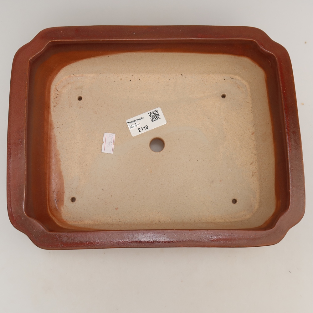 Pot à bonsaï en céramique 27,5 x 21,5 x 7 cm, couleur bordeaux