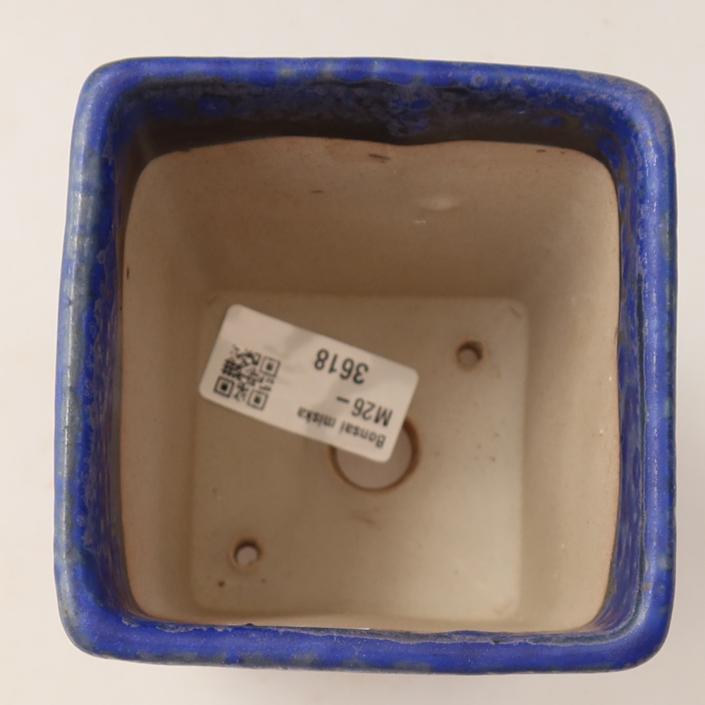 Pot à bonsaï en céramique 9 x 9 x 11,5 cm, couleur bleue