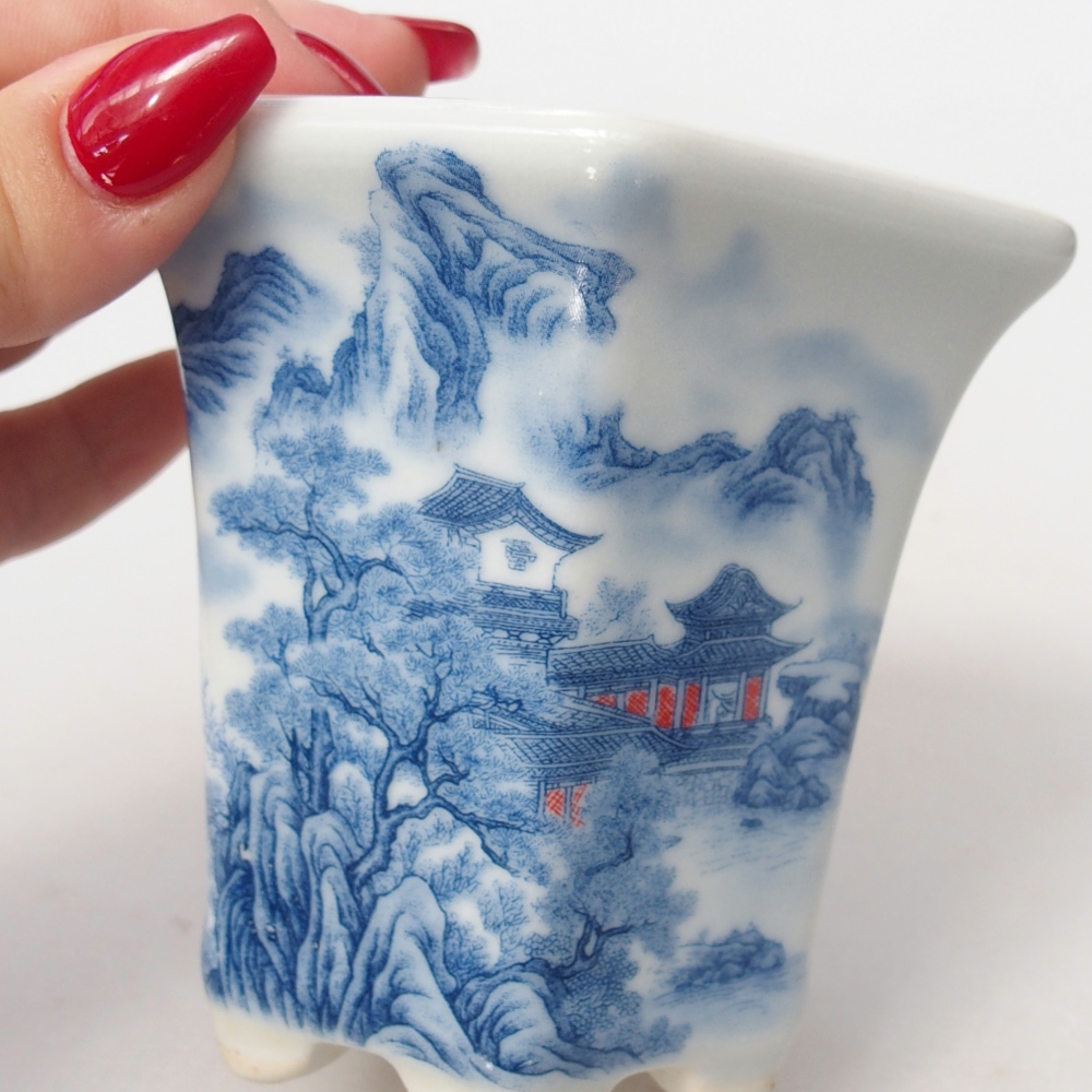 Bol à bonsaï en céramique 10 x 9 x 9 cm, couleur blanc