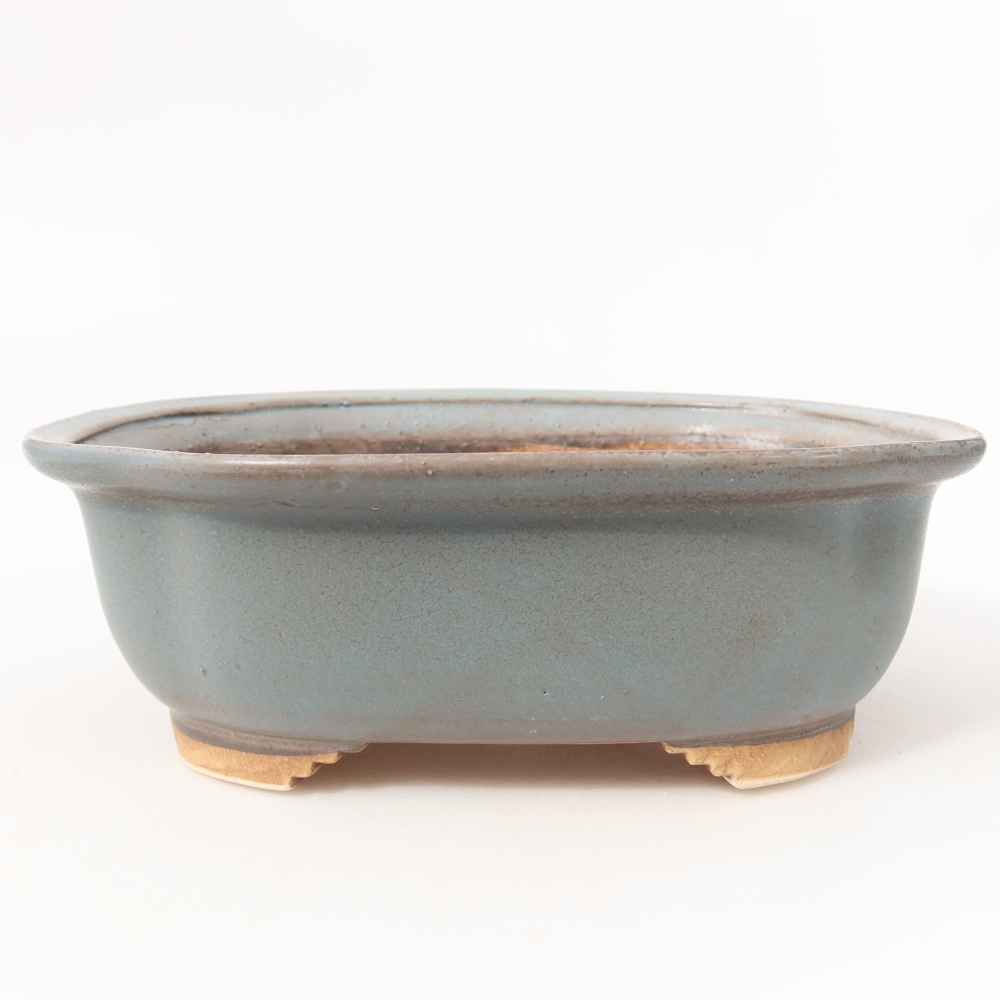 Pot à bonsaï en céramique 20,5 x 16,5 x 7 cm, couleur bleue