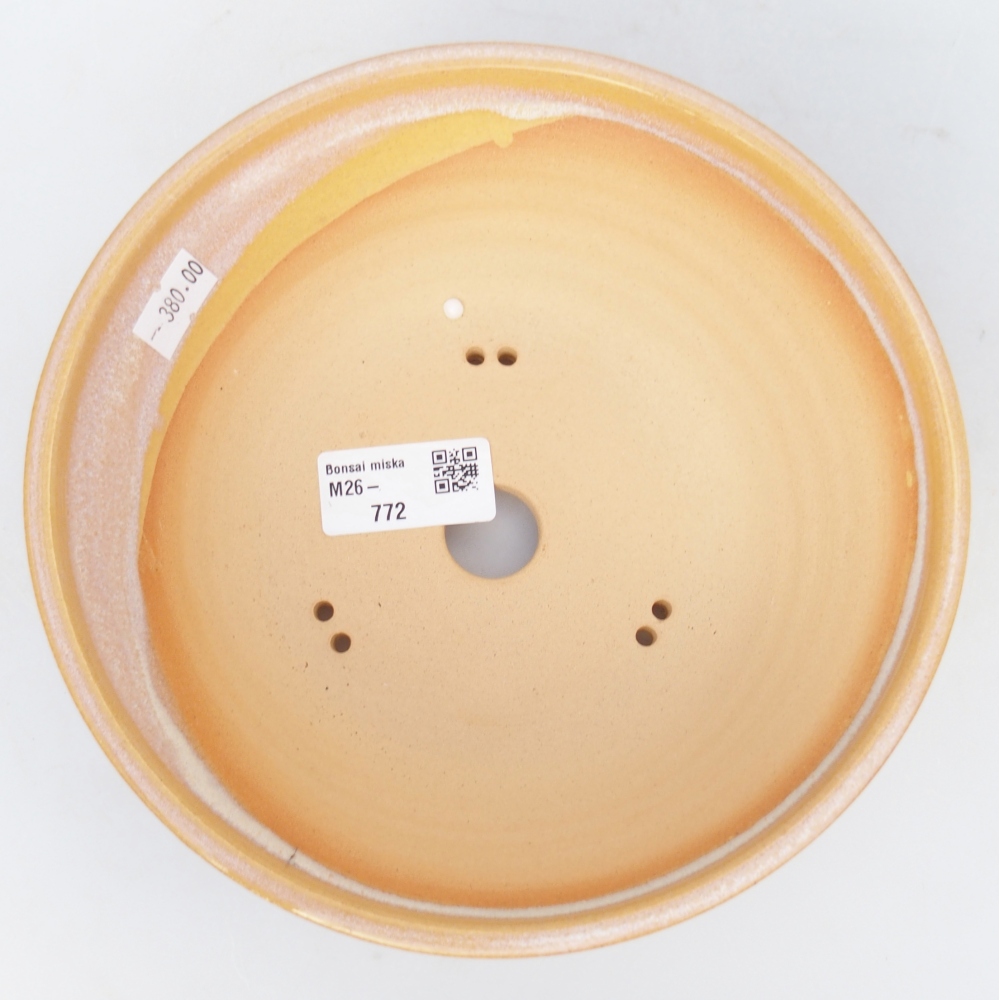 Bol à bonsaï en céramique 18,5 x 18,5 x 6,5 cm, couleur brun-jaune
