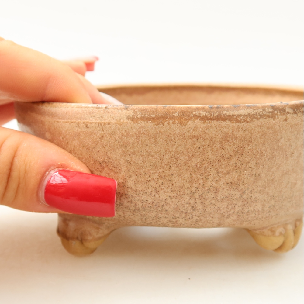 Pot à bonsaï en céramique 10,5 x 10,5 x 4 cm, couleur rose