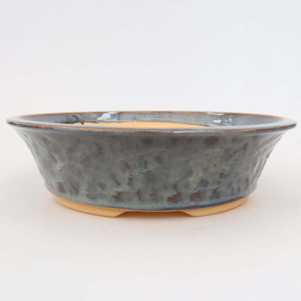 Pot à bonsaï en céramique 25 x 25 x 6,5 cm, couleur grise