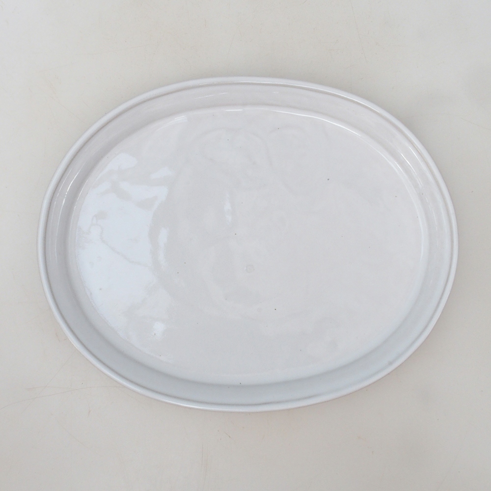Soucoupe ovale Bonsaï M - 22,5 x 18 x 1,5 cm - blanc