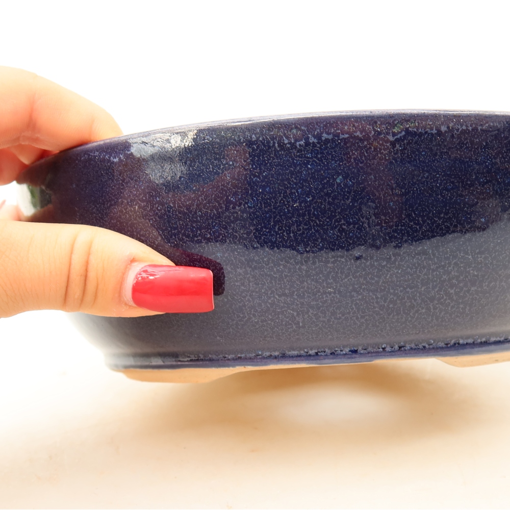 Bol à bonsaï en céramique 19 x 19 x 6 cm, couleur bleu