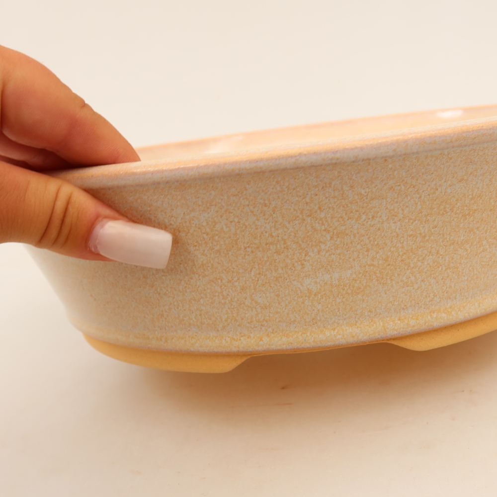 Pot à bonsaï en céramique 27 x 27 x 7 cm, couleur beige