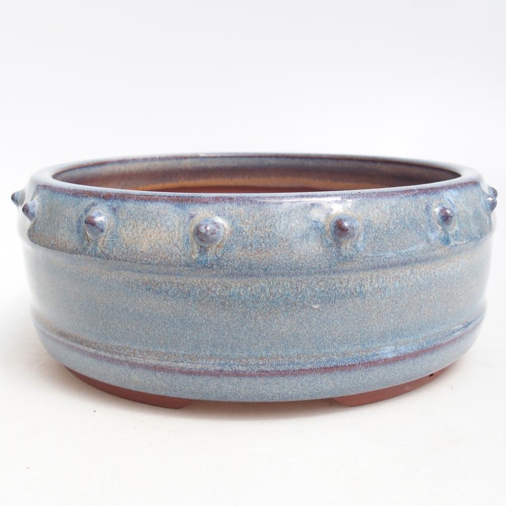 Bol à bonsaï en céramique 17 x 17 x 7 cm, couleur bleu